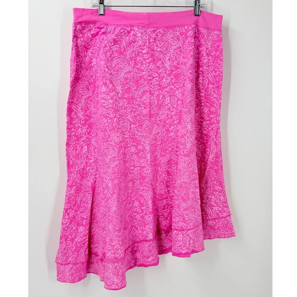 Fresh Produce 100% Cotton Pink Asymmetrical Ruffle Skirt XXL USA vacation beach